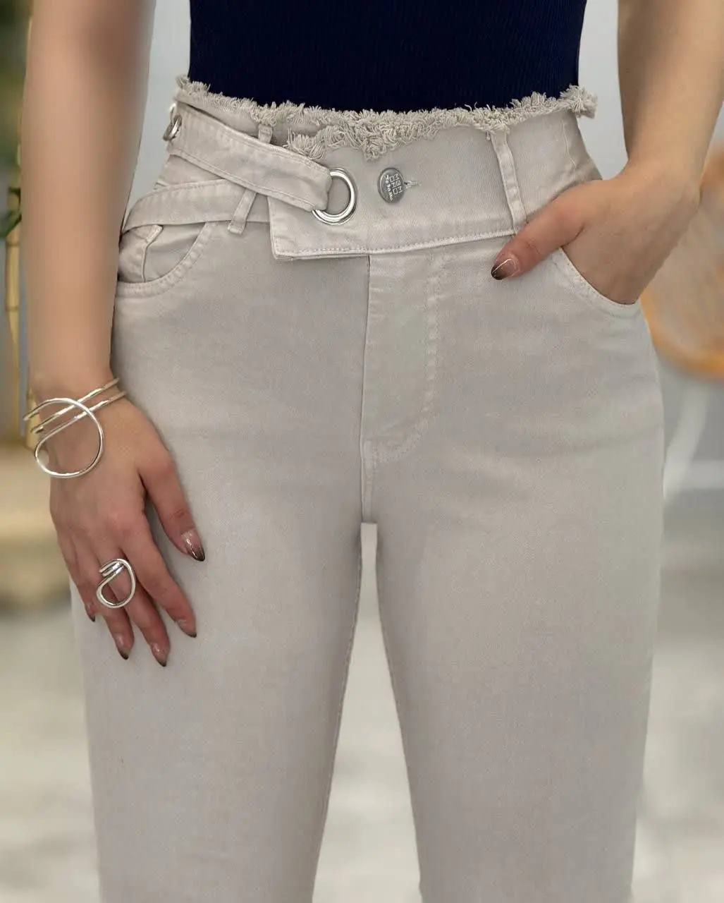 3472-شلوار بوت کات کمربندی